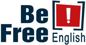 Logo de Be Free English azul